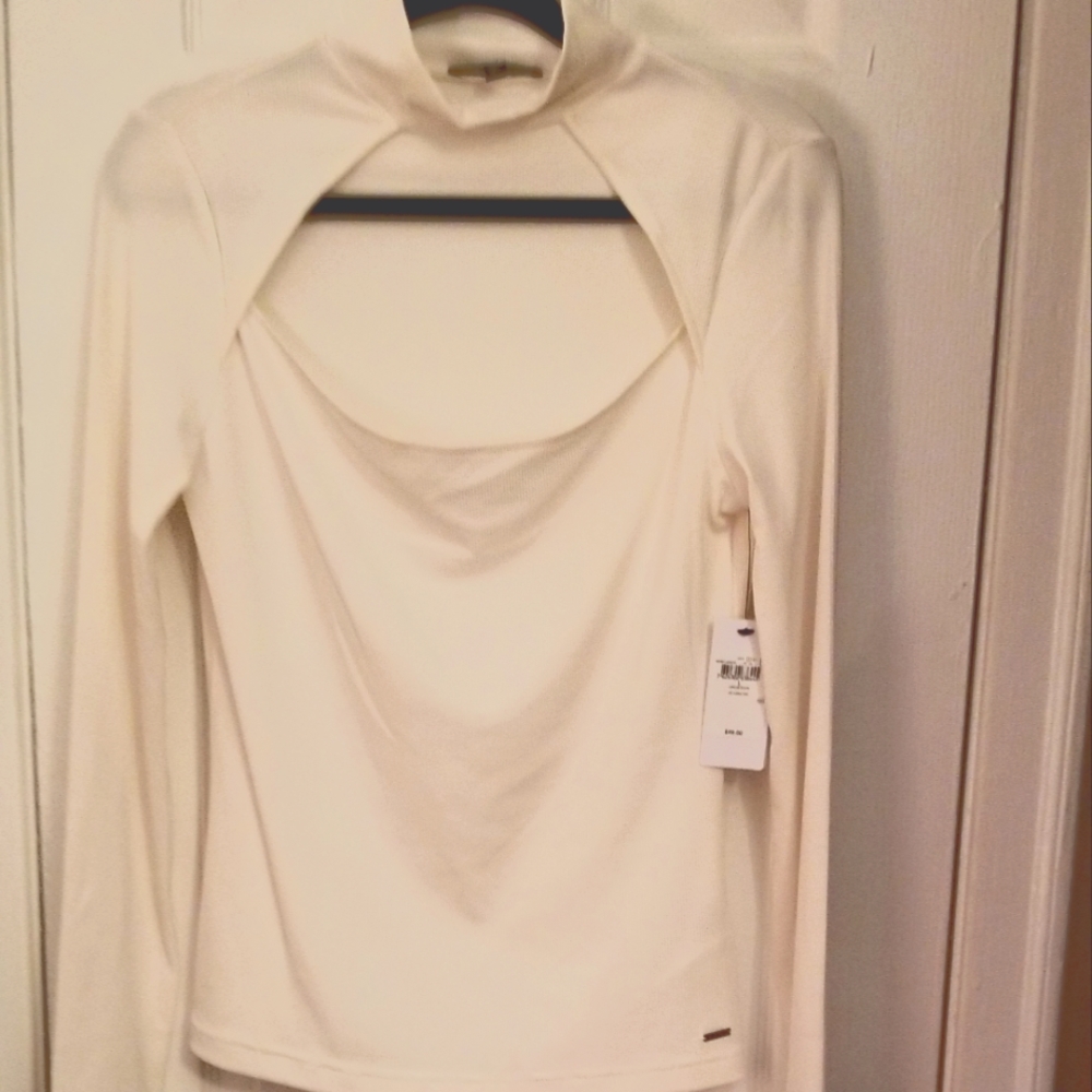 Ilaria Rib-Knit Cutout Turtleneck Top